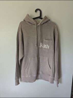 Kith Taupe Pocket Logo Hoodie in Muted Beige